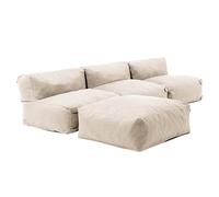 Oviala Canapé d'angle Fixe modulable 4 Places Beige - Mixi