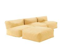 Oviala Canapé d'angle Fixe modulable 4 Places Jaune Clair - Mixi