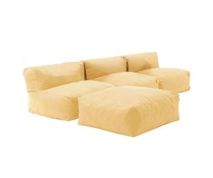 Oviala Canapé d'angle Fixe modulable 4 Places Jaune Clair - Mixi