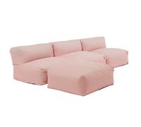 Oviala Canapé d'angle Fixe modulable 4 Places Rose poudré - Mixi