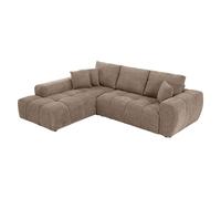 Oviala Canapé d'angle Gauche 3 Places avec méridienne Taupe L 270 cm