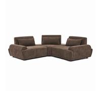 Oviala Canapé d'angle modulable 3 Places Dossier Ajustable 231 cm Chocolat - Callisto