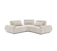 Oviala Canapé d'angle modulable 3 Places Tissu Dossier Ajustable 231 cm écru - Callisto