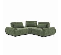 Oviala Canapé d'angle modulable 3 Places Tissu Dossier Ajustable 231 cm Vert - Callisto
