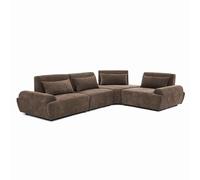 Oviala Canapé d'angle modulable 4 Places Dossier Ajustable 340 cm Chocolat - Callisto