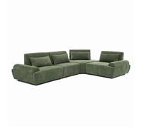 Oviala Canapé d'angle modulable 4 Places Dossier Ajustable 340 cm Vert - Callisto