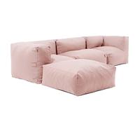 Oviala Canapé d'angle modulable 4 Places Rose poudré - Mixi