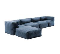 Oviala Canapé d'angle modulable 5 Places Bleu Pacific - Mixi