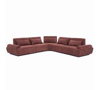 Oviala Canapé d'angle modulable 5 Places Dossier Ajustable 340 cm Rouge brûlé - Callisto