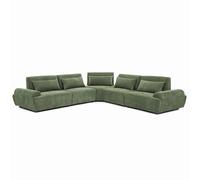 Oviala Canapé d'angle modulable 5 Places Dossier Ajustable 340 cm Vert - Callisto