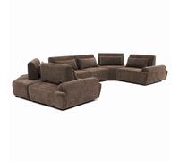 Oviala Canapé d'angle modulable 6 Places Dossier Ajustable 462 cm Chocolat - Callisto