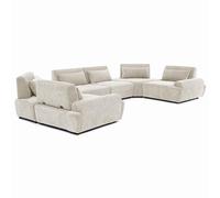 Oviala Canapé d'angle modulable 6 Places Dossier Ajustable 462 cm écru - Callisto