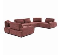 Oviala Canapé d'angle modulable 6 Places Dossier Ajustable 462 cm Rouge brûlé - Callisto