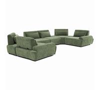 Oviala Canapé d'angle modulable 6 Places Dossier Ajustable 462 cm Vert - Callisto