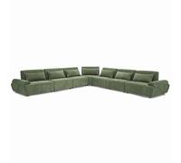 Oviala Canapé d'angle modulable en Tissu 7 Places Dossier Ajustable Vert - Callisto