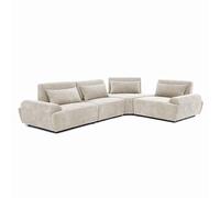 Oviala Canapé d'angle modulable Tissu 4 Places Dossier Ajustable 340 cm écru - Callisto