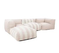 Oviala Canapé d'angle rayé de Jardin modulable 4 Places Beige - Mixi