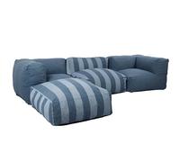 Oviala Canapé d'angle rayé de Jardin modulable 4 Places Bleu Pacific - Mixi
