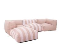 Oviala Canapé d'angle rayé de Jardin modulable 4 Places Rose poudré - Mixi