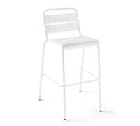 Oviala Chaise de Bar Haute en métal Blanc - Palavas