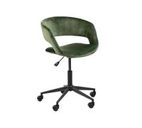 Oviala Chaise de Bureau à roulettes en Velours Vert