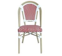 Oviala Chaise de terrasse bistrot Parisien en Aluminium et rotin Rouge
