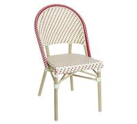 Oviala Chaise de terrasse bistrot Parisien en Aluminium et rotin Rouge