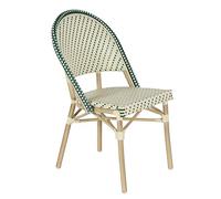 Oviala Chaise de terrasse bistrot Parisien en Aluminium et rotin Vert foncé