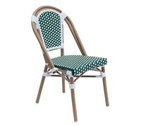 Oviala Chaise de terrasse bistrot Parisien en Aluminium et rotin Vert foncé
