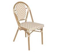 Oviala Chaise de terrasse Style bistrot Parisien en Aluminium et rotin Beige