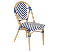 Oviala Chaise de terrasse Style bistrot Parisien en Aluminium et rotin Bleu