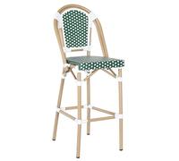 Oviala Chaise Haute de Jardin en alumunium et rotin synthétique Blanc et Vert