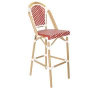Oviala Chaise Haute de Jardin en alumunium et rotin synthétique Blanc + Rouge