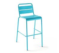 Oviala Chaise Haute de Jardin en métal Bleu - Palavas