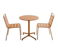 Oviala Ensemble Table de Jardin et 2 chaises en métal Caramel - Palavas