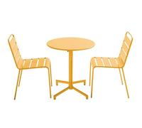 Oviala Ensemble Table de Jardin et 2 chaises en métal Jaune - Palavas