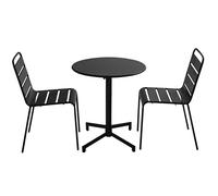 Oviala Ensemble Table de Jardin et 2 chaises en métal Noir - Palavas