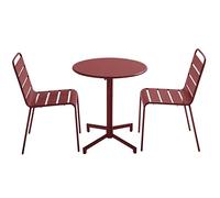 Oviala Ensemble Table de Jardin et 2 chaises en métal Pourpre - Palavas