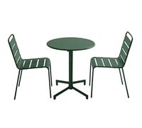 Oviala Ensemble Table de Jardin et 2 chaises en métal Vert forêt - Palavas