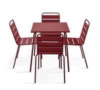 Oviala Ensemble Table de Jardin et 4 chaises en métal Pourpre - Palavas