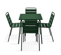Oviala Ensemble Table de Jardin et 4 chaises en métal Vert forêt - Palavas