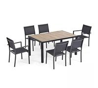 Oviala Ensemble Table de Jardin et 6 chaises en Aluminium et céramique Bois - Tivoli
