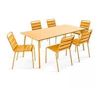 Oviala Ensemble Table de Jardin et 6 chaises en métal Jaune - Palavas