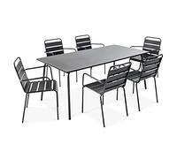 Oviala Ensemble Table de Jardin et 6 fauteuils en métal Gris - Palavas