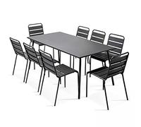 Oviala Ensemble Table de Jardin et 8 chaises en métal Gris - Palavas