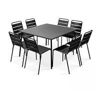 Oviala Ensemble Table de Jardin et 8 chaises en métal Gris - Palavas