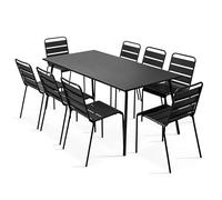 Oviala Ensemble Table de Jardin et 8 chaises en métal Noir - Palavas