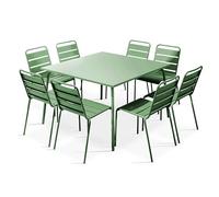 Oviala Ensemble Table de Jardin et 8 chaises en métal Vert Cactus - Palavas