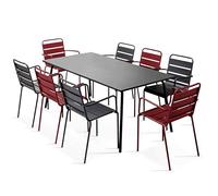 Oviala Ensemble Table de Jardin et 8 fauteuils en métal Pourpre - Palavas