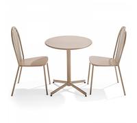 Oviala Ensemble Table de terrasse inclinable et 2 chaises bistrot Taupe - Palavas